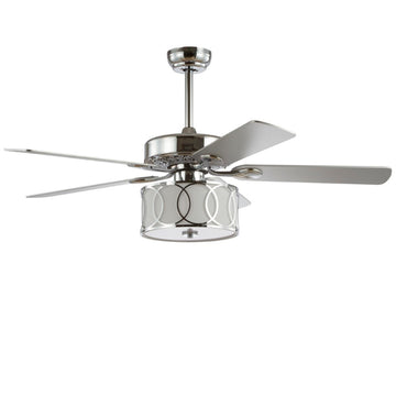 Circe 52" Transitional Glam Drum Shade LED Ceiling Fan With Remote - JONATHAN Y